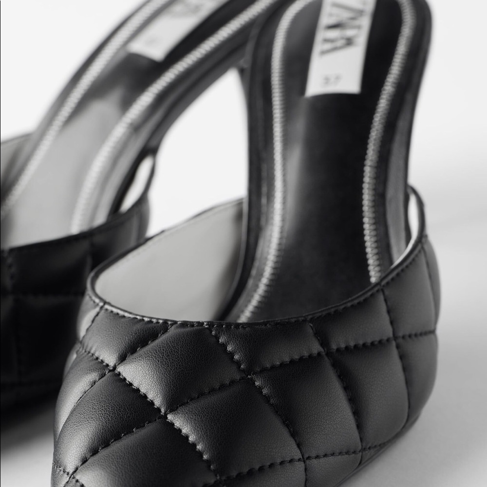 ZARA Quilted Heeled Mules - Picture 4 of 6